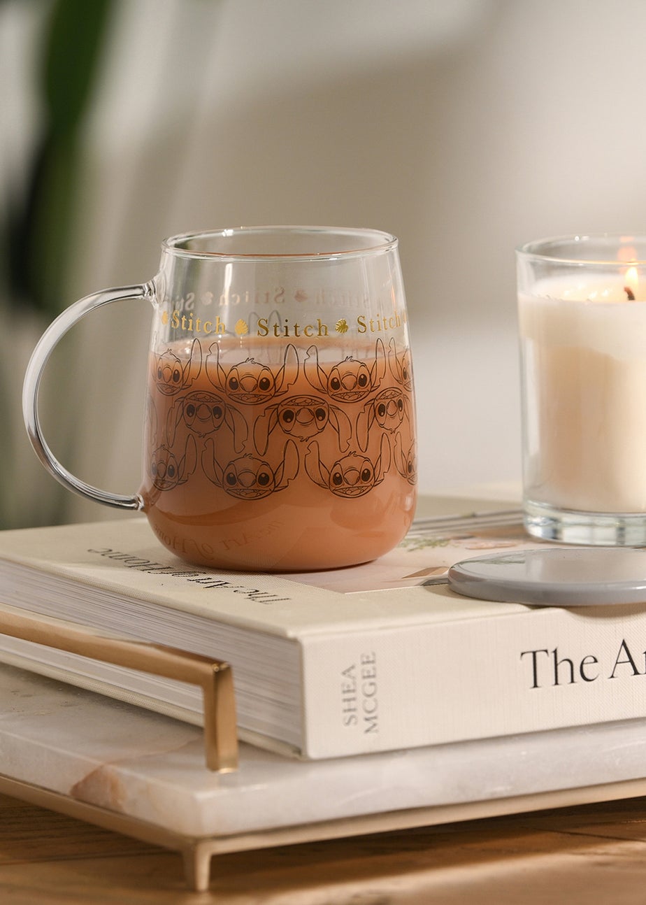 Disney Classic Collectable Glass Mug With Lid Stitch