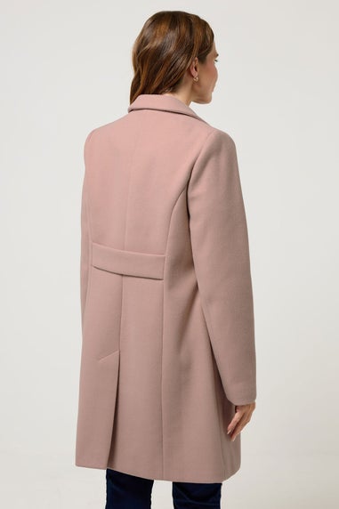 M&Co Pink Double Breasted Midi Coat