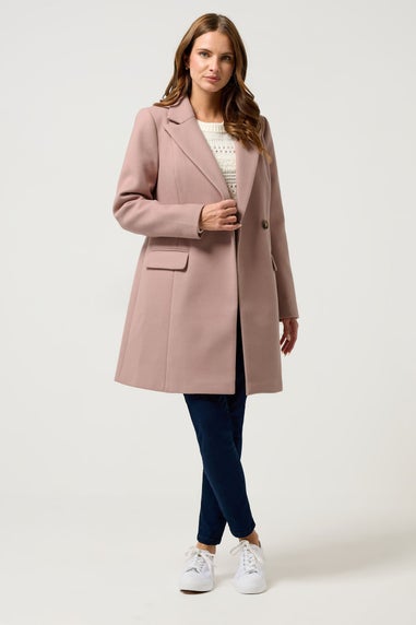 M&Co Pink Double Breasted Midi Coat