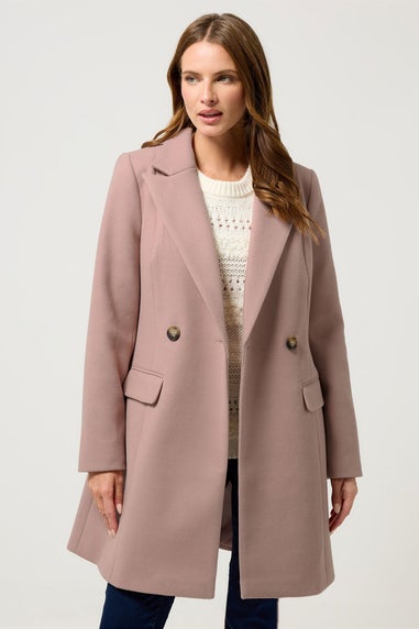 M&Co Pink Double Breasted Midi Coat