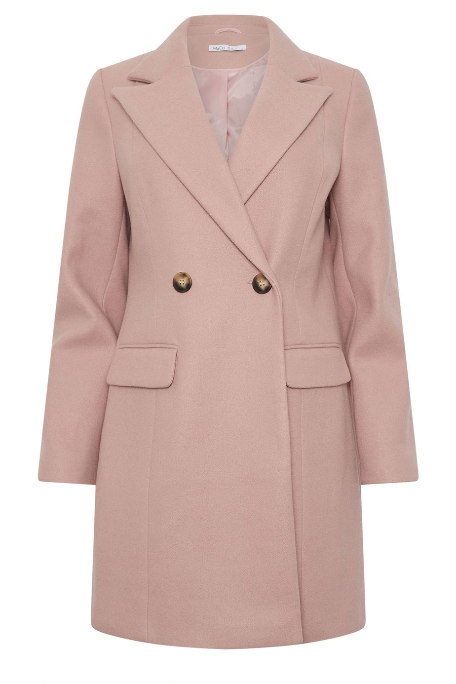 M&Co Pink Double Breasted Midi Coat