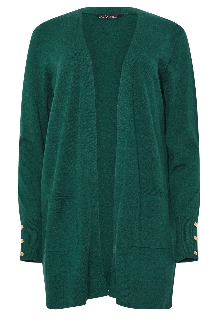 M&Co Green Button Detail Midi Cardigan