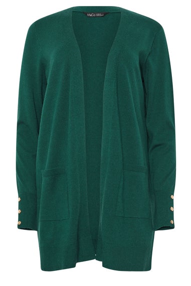 M&Co Green Button Detail Midi Cardigan