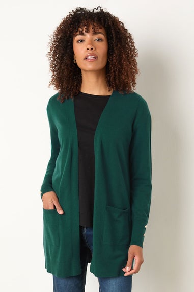 M&Co Green Button Detail Midi Cardigan