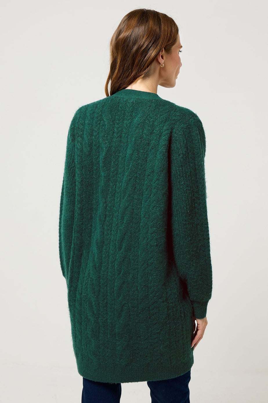 M&Co Teal Green Cable Knit Midi Cardigan