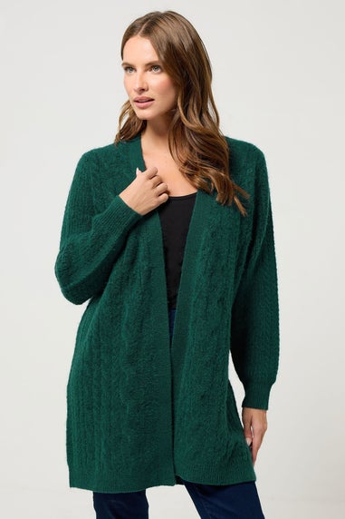 M&Co Teal Green Cable Knit Midi Cardigan