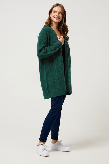 M&Co Teal Green Cable Knit Midi Cardigan