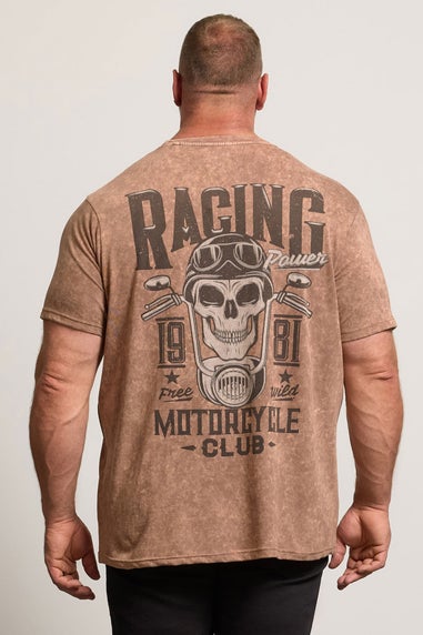 BadRhino Brown Acid Wash Skull Graphic T-Shirt