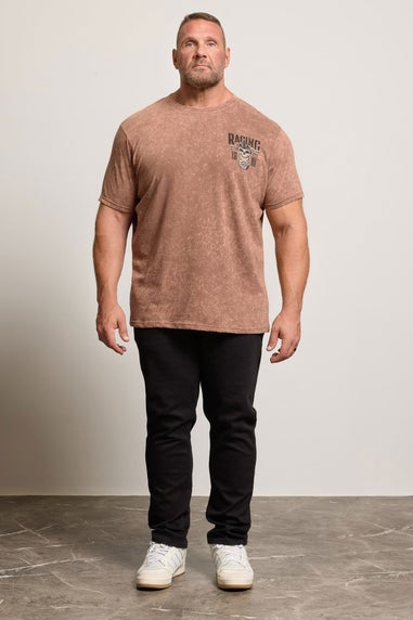 BadRhino Brown Acid Wash Skull Graphic T-Shirt