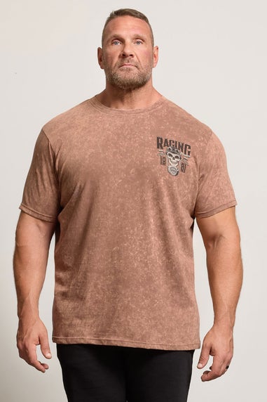 BadRhino Brown Acid Wash Skull Graphic T-Shirt