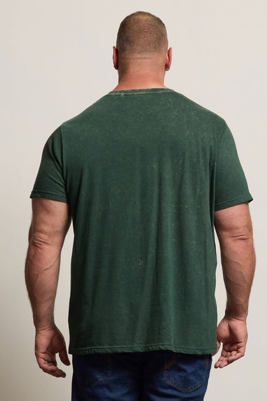 BadRhino Green Acid Wash Tattoo Tiger Graphic T-Shirt