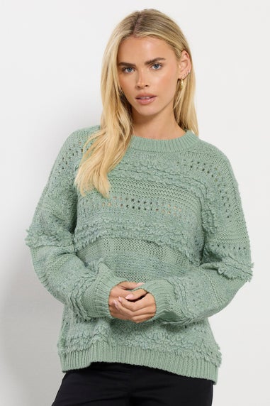 M&Co Petite Sage Green Textured Boucle Knit Jumper