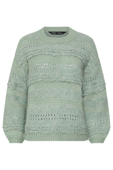 M&Co Petite Sage Green Textured Boucle Knit Jumper