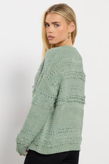 M&Co Petite Sage Green Textured Boucle Knit Jumper