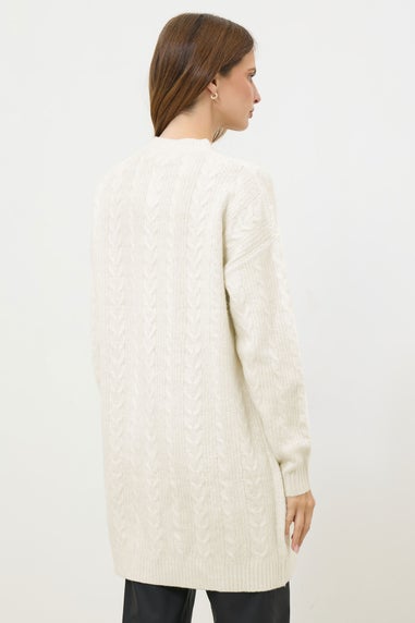 M&Co Ivory White Cable Knit Tunic Jumper