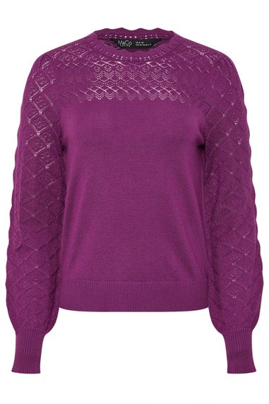 M&Co Petite Berry Pink Pointelle Long Sleeve Jumper