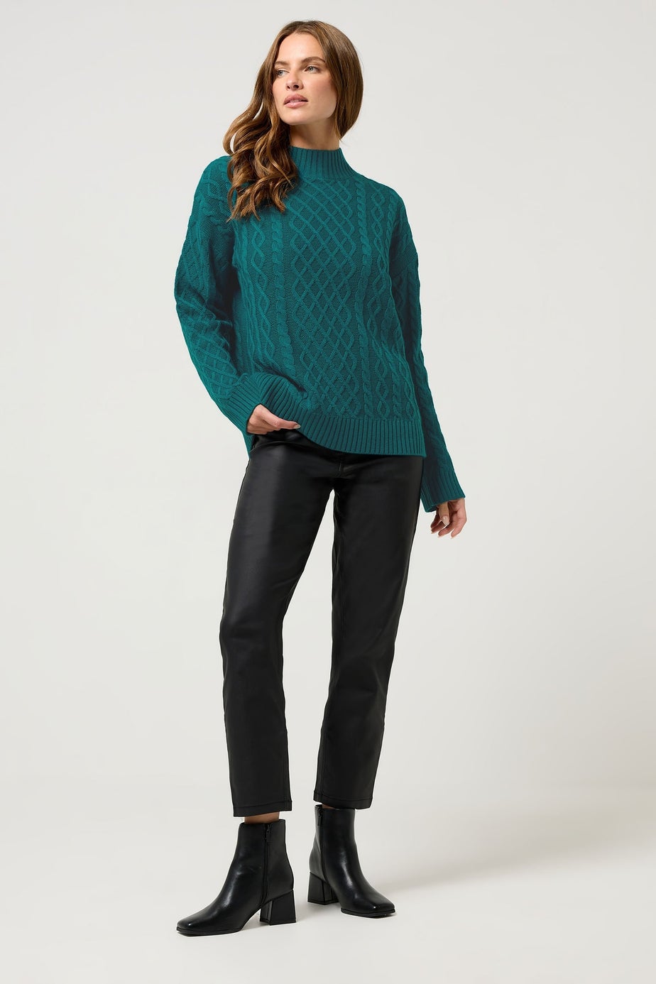 M&Co Teal Green Cable Knit Jumper