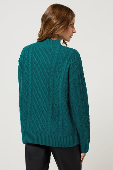 M&Co Teal Green Cable Knit Jumper