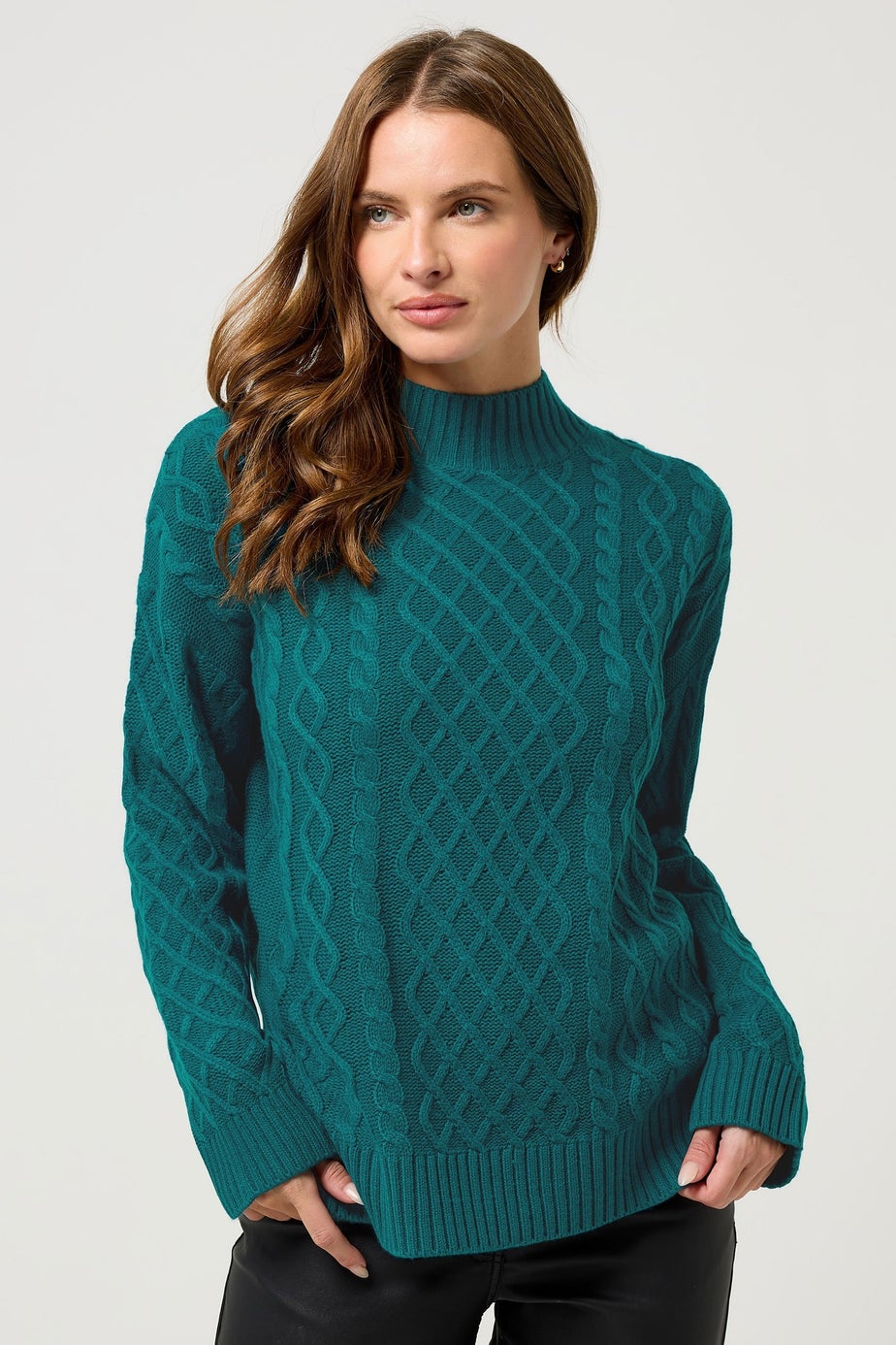 M&Co Teal Green Cable Knit Jumper