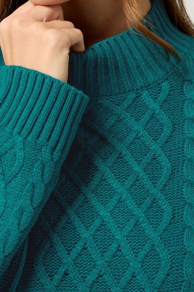 M&Co Teal Green Cable Knit Jumper