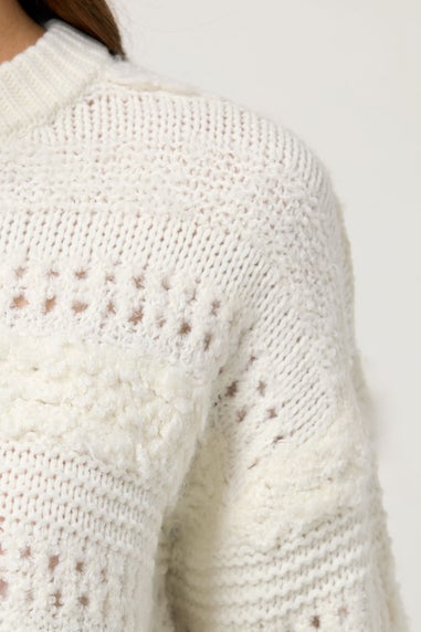 M&Co Ivory White Textured Boucle Knit Jumper
