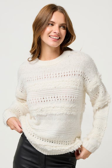 M&Co Ivory White Textured Boucle Knit Jumper