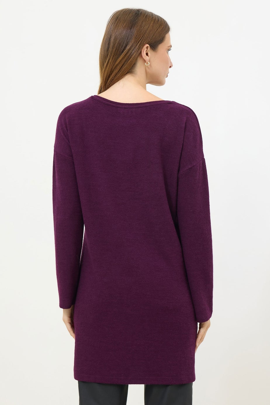 M&Co Berry Purple Embellished Leopard Tunic Jumper