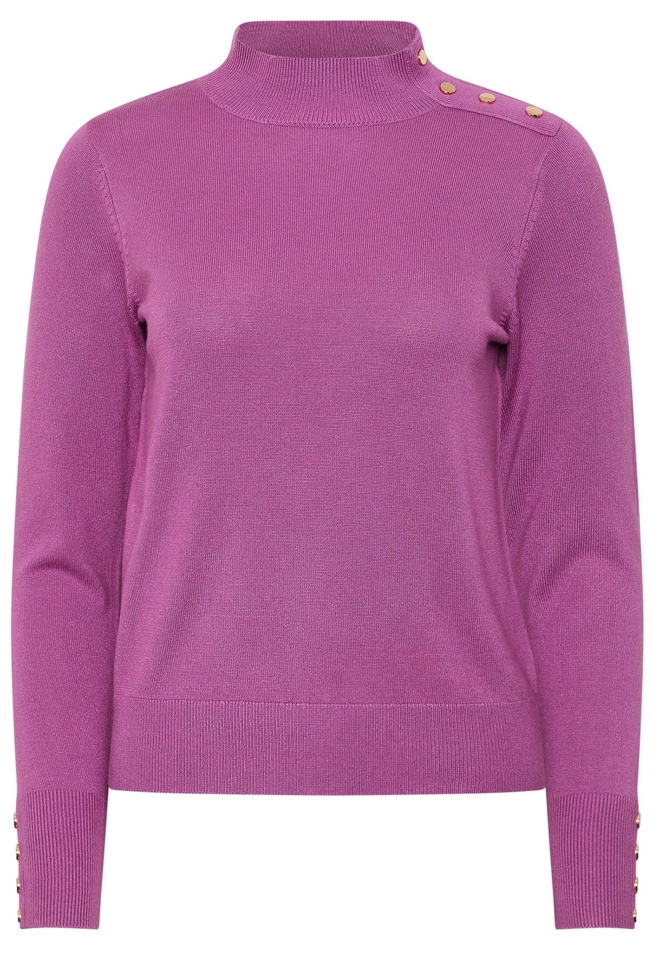 M&Co Petite Purple Button Detail Turtle Neck Jumper