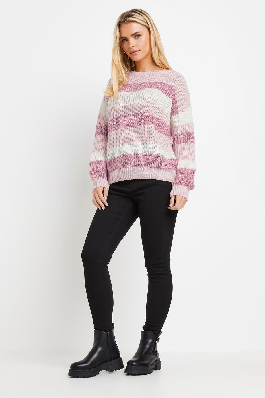 M&Co Petite Pink Striped Space Dye Jumper