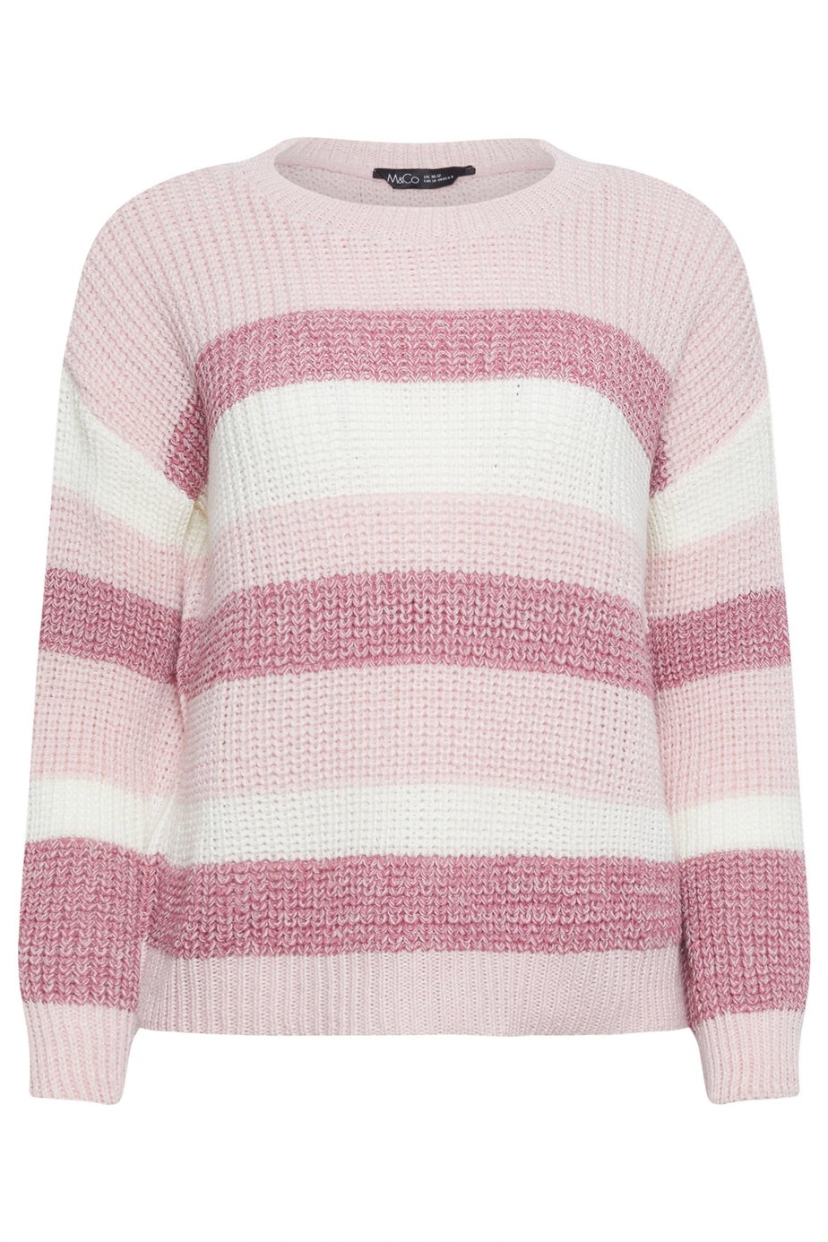M&Co Petite Pink Striped Space Dye Jumper