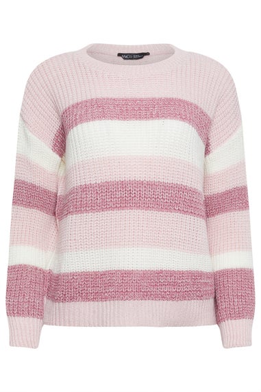 M&Co Petite Pink Striped Space Dye Jumper