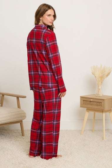 M&Co Red Soft Touch Check Wide Leg Pyjama Set