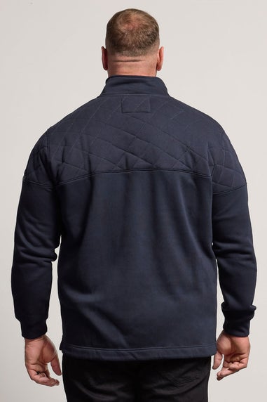 BadRhino Navy Blue Diamond Quilted Quarter Zip Sweatshirt