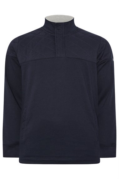BadRhino Navy Blue Diamond Quilted Quarter Zip Sweatshirt
