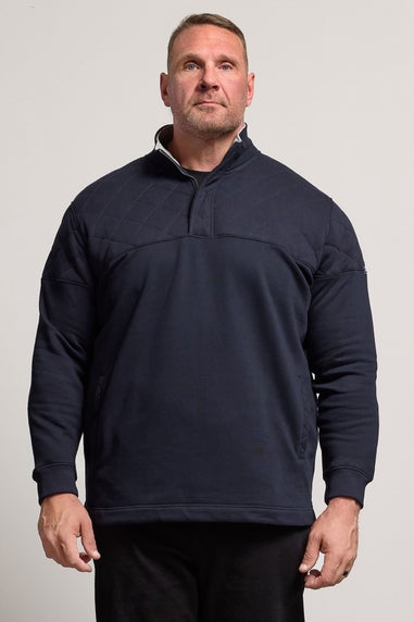 BadRhino Navy Blue Diamond Quilted Quarter Zip Sweatshirt