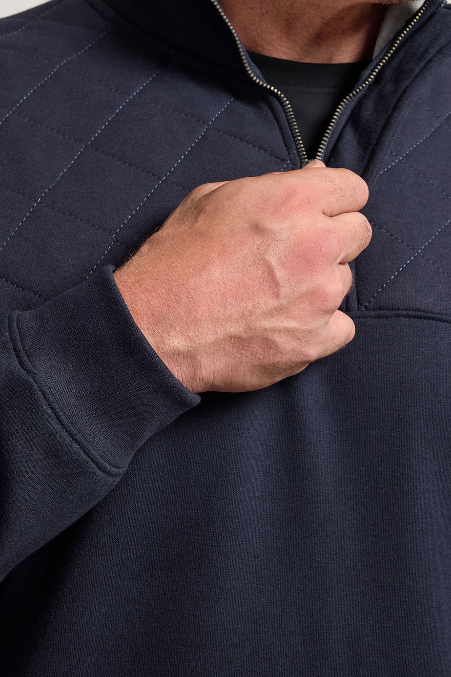 BadRhino Navy Blue Diamond Quilted Quarter Zip Sweatshirt