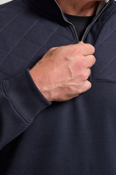 BadRhino Navy Blue Diamond Quilted Quarter Zip Sweatshirt