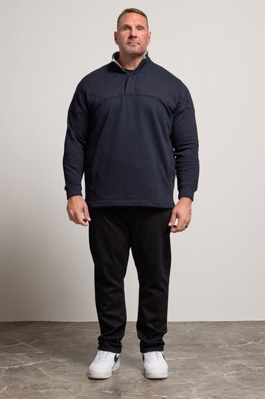 BadRhino Navy Blue Diamond Quilted Quarter Zip Sweatshirt