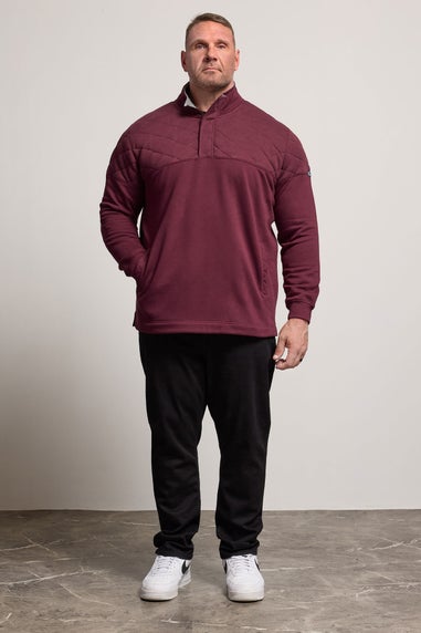 BadRhino Burgundy Red Diamond Quilted Quarter Zip Sweatshirt