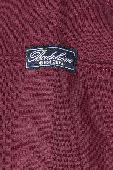 BadRhino Burgundy Red Diamond Quilted Quarter Zip Sweatshirt