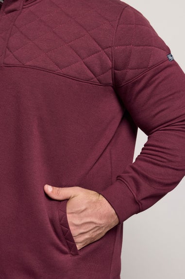 BadRhino Burgundy Red Diamond Quilted Quarter Zip Sweatshirt