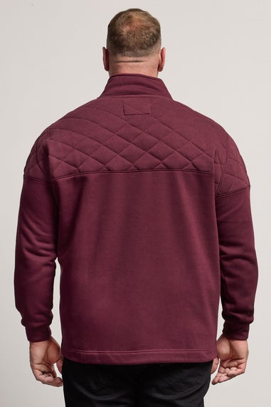 BadRhino Burgundy Red Diamond Quilted Quarter Zip Sweatshirt
