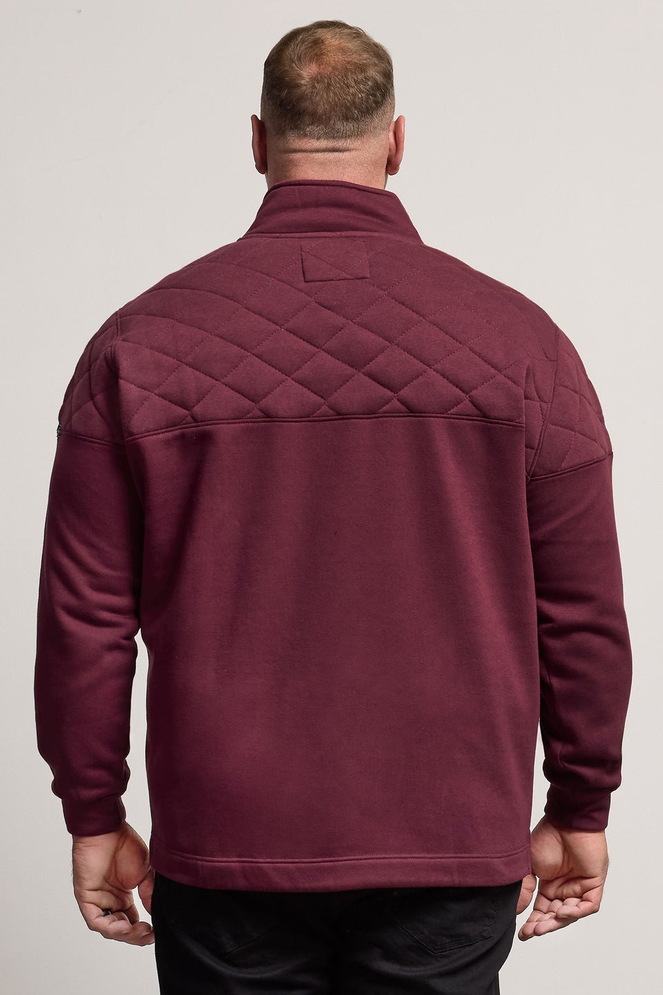 BadRhino Burgundy Red Diamond Quilted Quarter Zip Sweatshirt