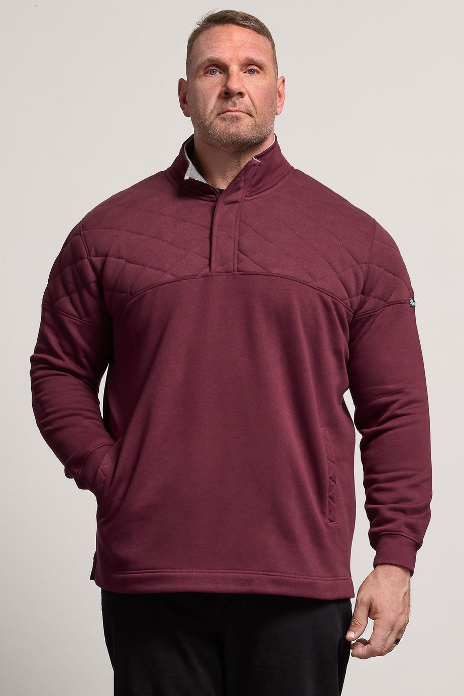 BadRhino Burgundy Red Diamond Quilted Quarter Zip Sweatshirt