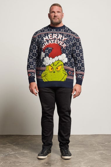 BadRhino Navy Blue Fairisle Grinch Christmas Jumper
