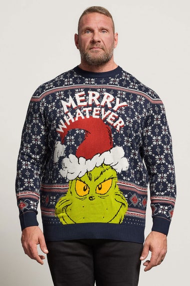 BadRhino Navy Blue Fairisle Grinch Christmas Jumper