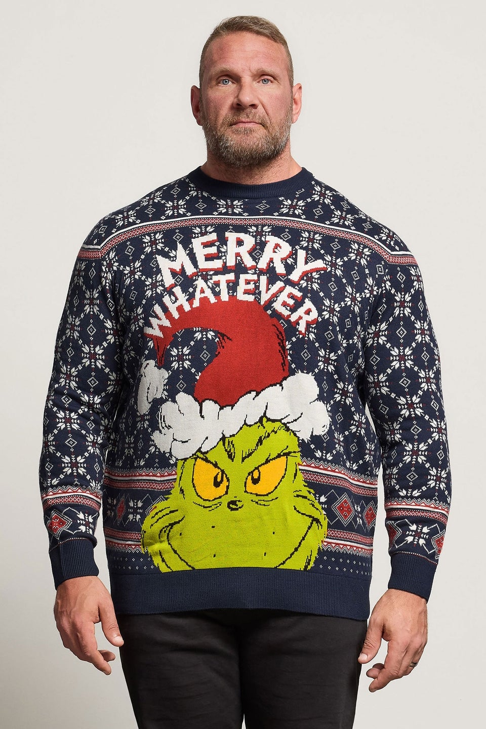 BadRhino Navy Blue Fairisle Grinch Christmas Jumper