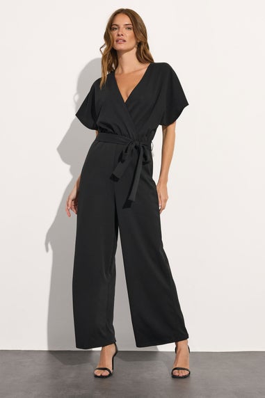 M&Co Black Wide Leg Tie Waist Jumpsuit