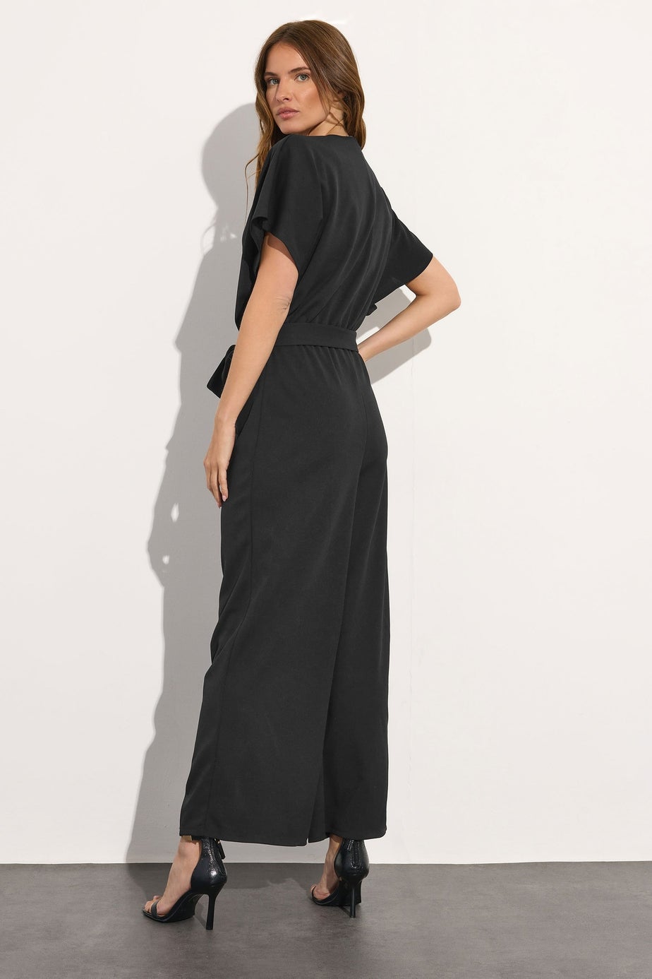 M&Co Black Wide Leg Tie Waist Jumpsuit
