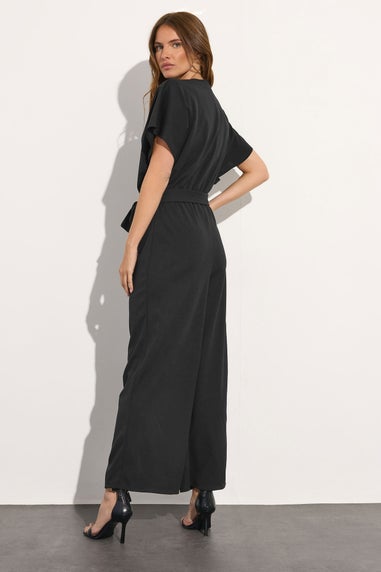 M&Co Black Wide Leg Tie Waist Jumpsuit